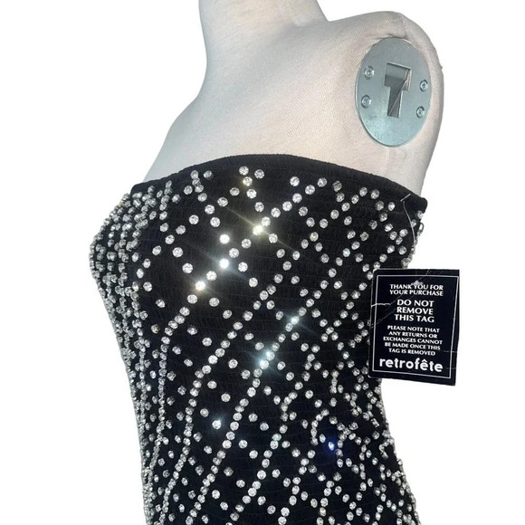 RETROFETE Felicity Dress Skirt in Black & Silver Gold Large New Womens Mini - Picture 8 of 17